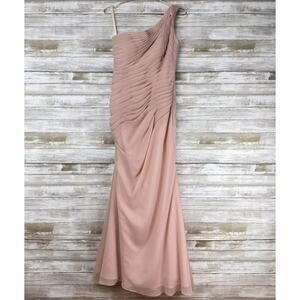 Angelina Faccenda Bridesmaids Dress Gown Size 8 Blush Pink One Shoulder Chiffon